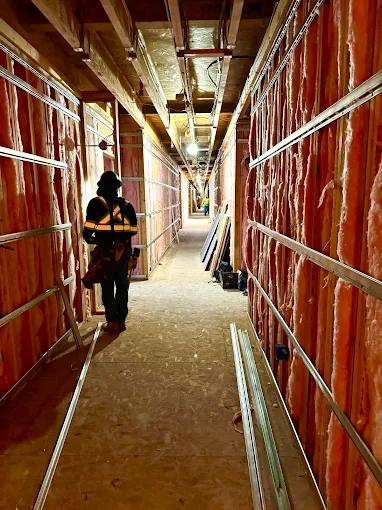 Framing and insulation during new multifamily construction